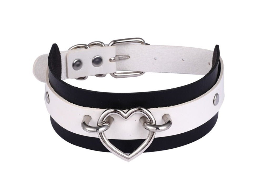 Two Tone Heart Choker Collar Necklace - In Control Clothing
