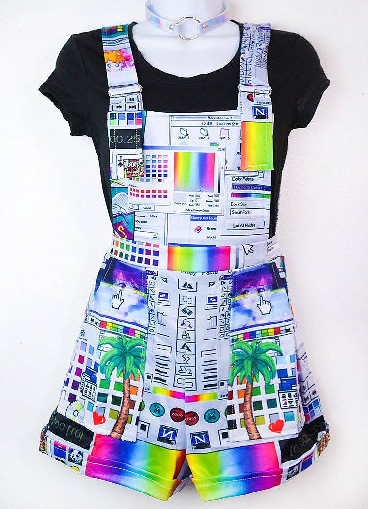 Vaporwave Computer Glitch Overalls - In Control Clothing