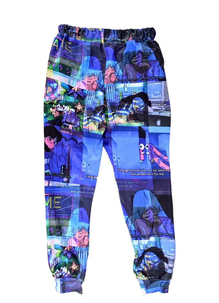 Vaporwave Glitch Anime Joggers - In Control Clothing