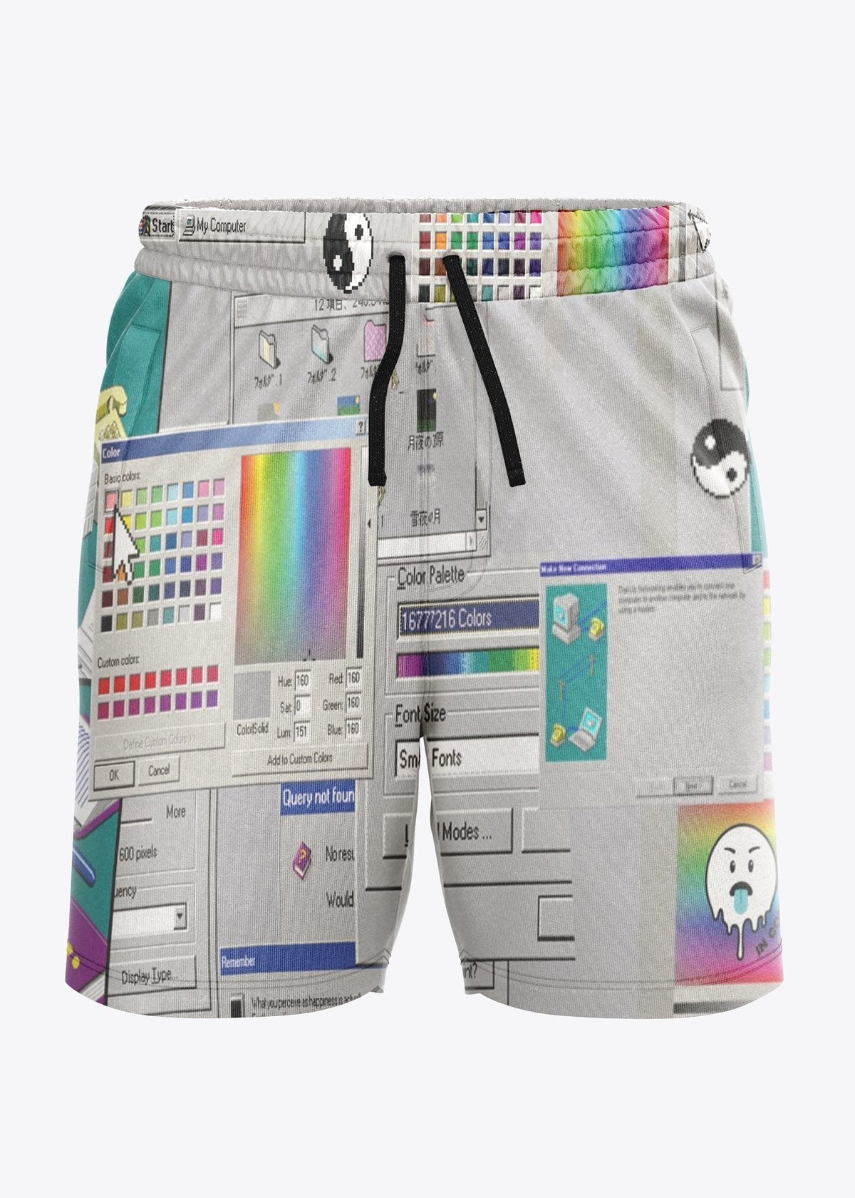 Vaporwave Glitch Mens Mid Length Swim Trunks - In Control Clothing
