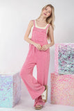 VERY J Texture Washed Wide Leg Overalls - In Control Clothing