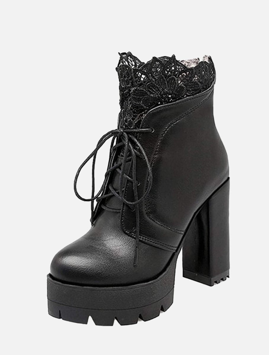Victorian Lace Up Heels, Platform Heel Boots - In Control Clothing