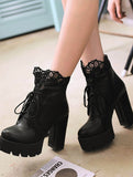 Victorian Lace Up Heels, Platform Heel Boots - In Control Clothing