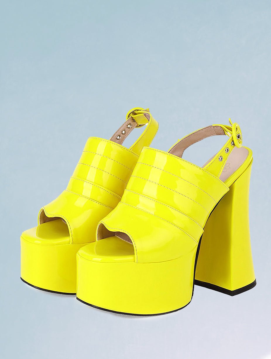 Walking On Sunshine Open Toe Chucky Heels - In Control Clothing