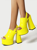 Walking On Sunshine Open Toe Chucky Heels - In Control Clothing