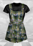 Weirdcore Aesthetic Green Plaid Overalls - In Control Clothing