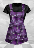 Weirdcore Aesthetic Grunge Purple Plaid Overalls - In Control Clothing