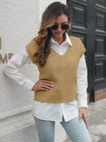 Womens Cable-knit V-Neck Sweater Vest - In Control Clothing