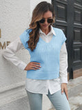 Womens Cable-knit V-Neck Sweater Vest - In Control Clothing