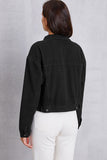 Womens Dropped Shoulder Black Denim Jacket - In Control Clothing