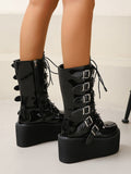 Women's Patent Leather Platform Goth Boots - In Control Clothing