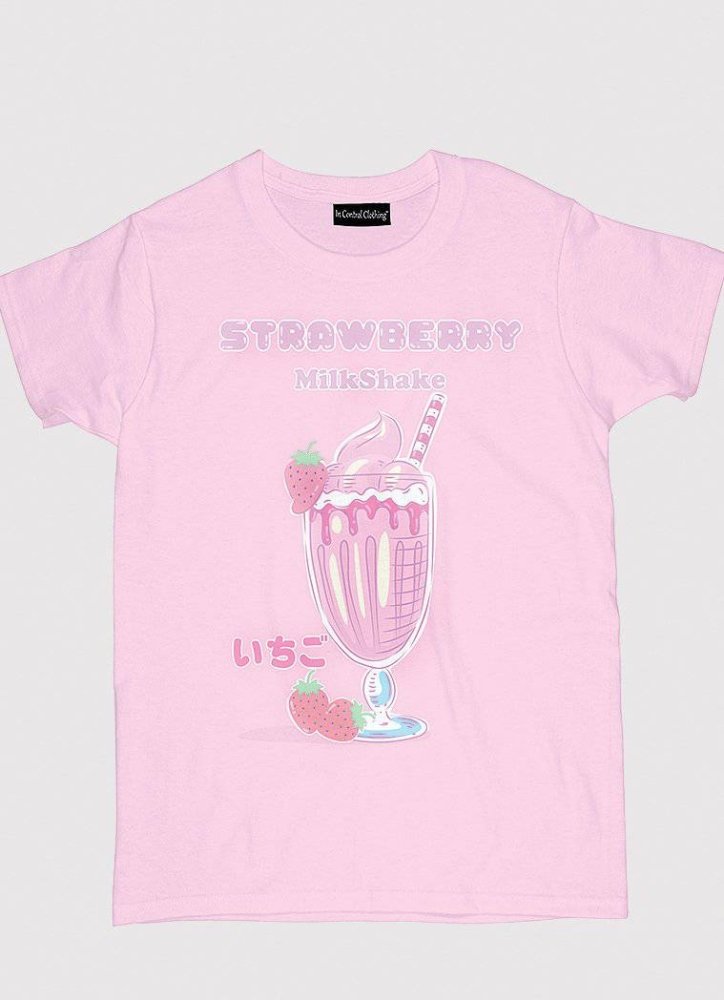 Womens Strawberry Milkshake Graphic T-shirt - In Control Clothing