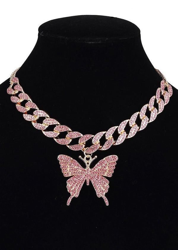 Y2k Butterfly Bling Chain Necklace