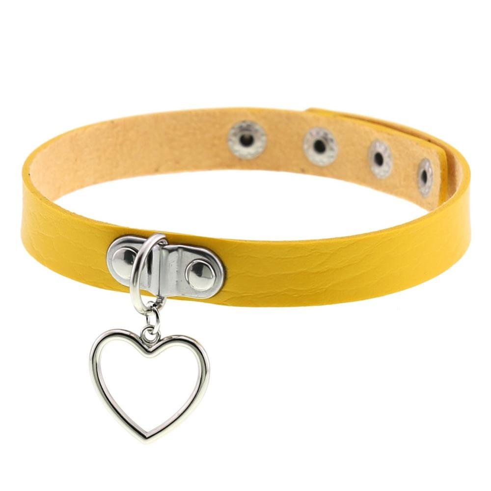 Yellow Kidcore Heart Charm Choker Necklace - In Control Clothing