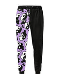Yin Yang Purple & Black Unisex Print Joggers - In Control Clothing