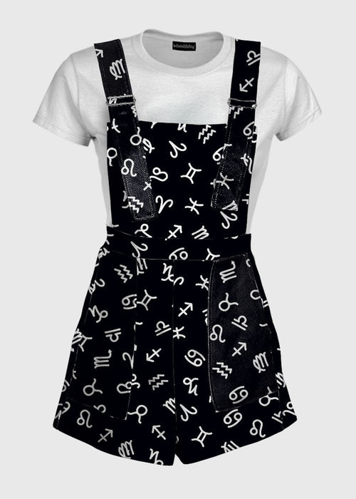 Zodiac Star Sign Black Overalls
