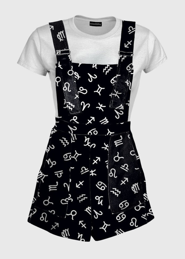 Zodiac Star Sign Black Overalls